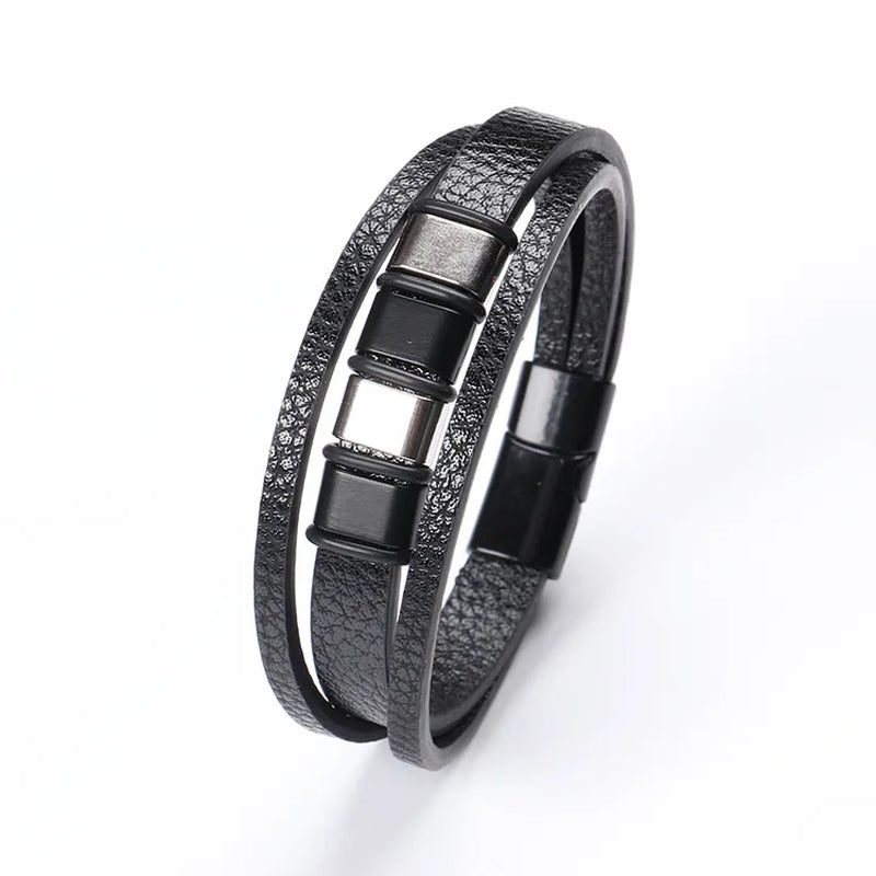 Trendy Leather Bracelets Men Stainless Steel Multilayer Braided Rope Bracelets for Male Bracelets Jewelry Pulsera Hombre