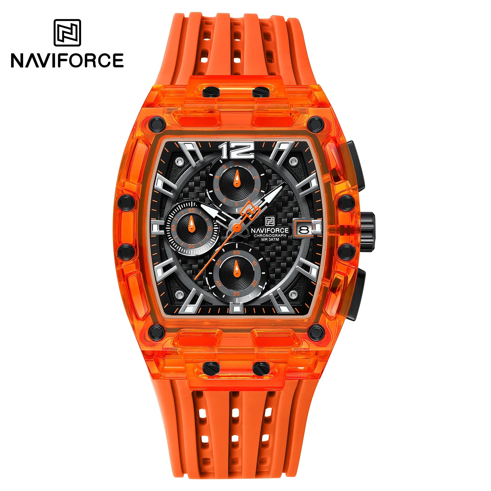 2025 New Design Transparent Tonneau Watch Men Quartz Man Watches Waterproof Luxury Sport Out Door Montre Homme