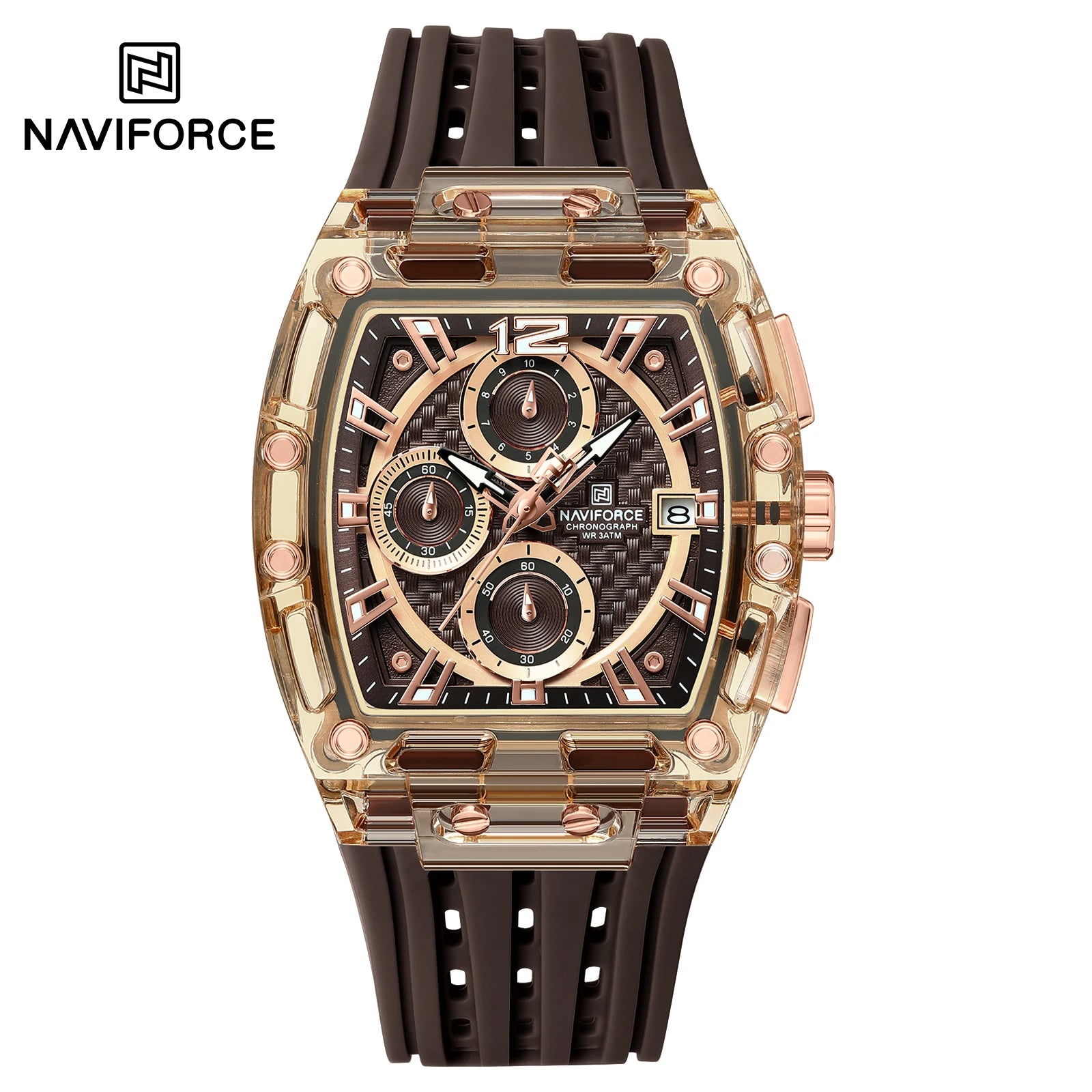 2025 New Design Transparent Tonneau Watch Men Quartz Man Watches Waterproof Luxury Sport Out Door Montre Homme