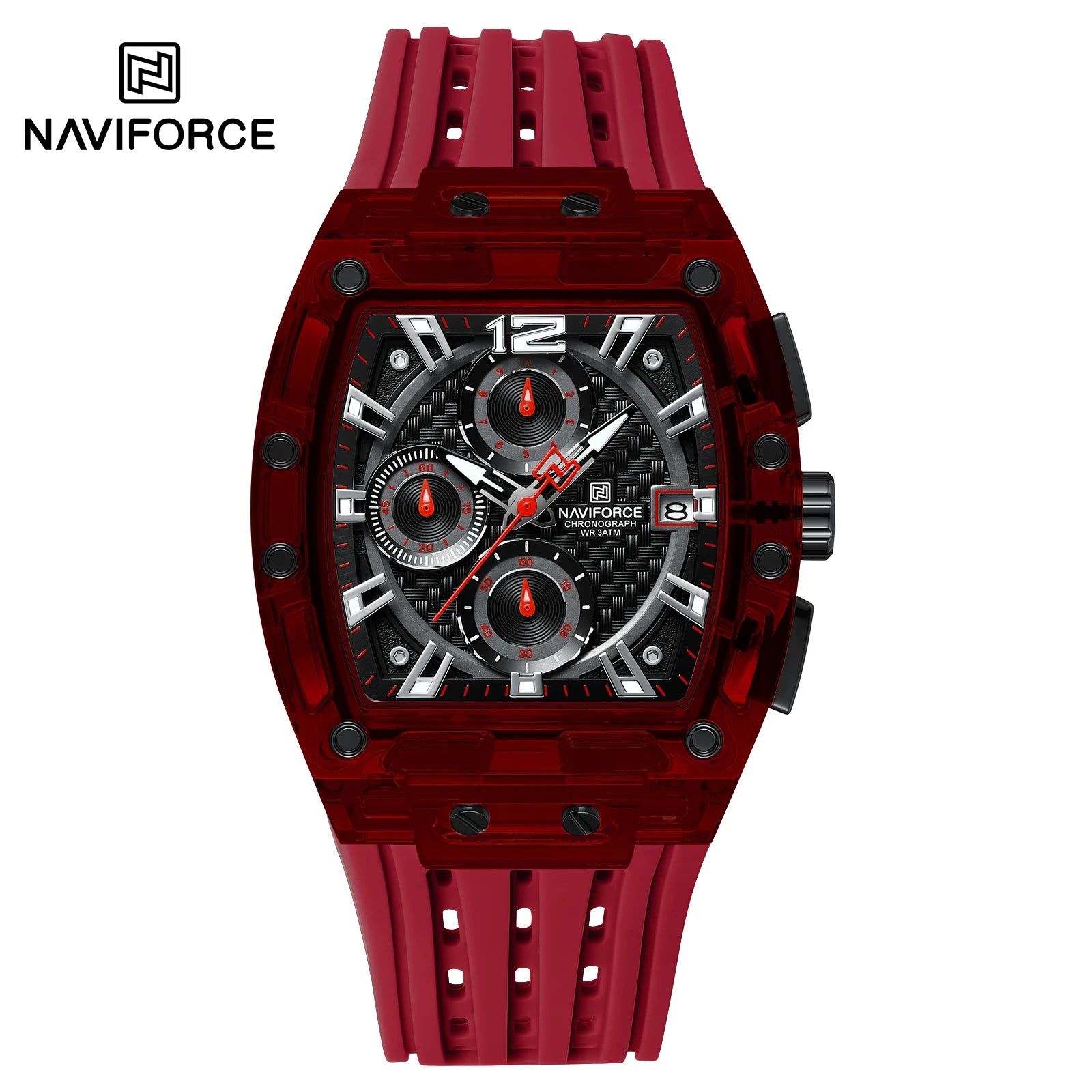 2025 New Design Transparent Tonneau Watch Men Quartz Man Watches Waterproof Luxury Sport Out Door Montre Homme